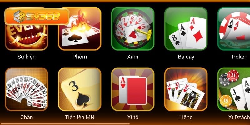 Game bài SV368 chơi với nhiều thể loại hấp dẫn